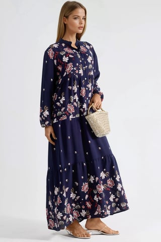 Patterned V-Neck Maxi Dress