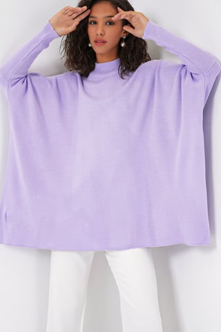 Oversized Half-Turtleneck Long Sleeve Knit Sweater