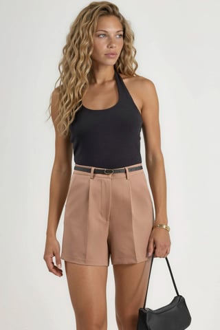 High Waist Wide Leg Mini Shorts