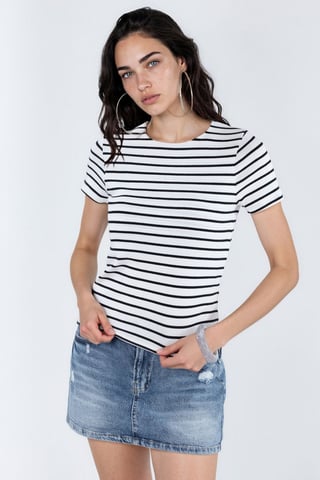 Randig crew neck t-shirt i bomull