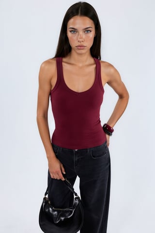 V-Neck Ribbed Tank Top