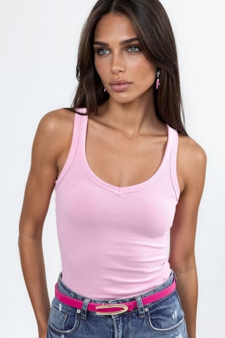 V-Neck Ribbed Tank Top