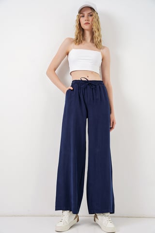 High Waist Wide Leg Trousers with Pocket