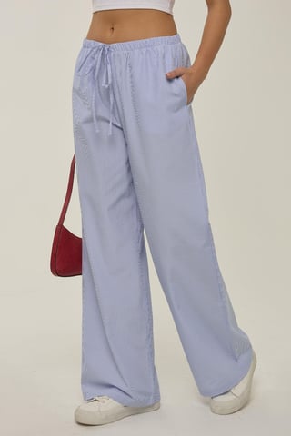 Elastic Waist Striped Cotton Lounge Bottoms