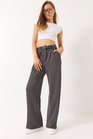 Belted Wide Leg Knit Pants