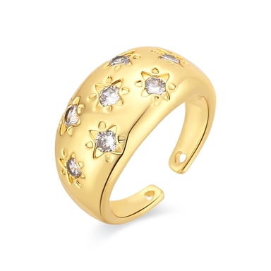 Luxenter Ring in Brilliant Metal and Zirconia Alloy finished in 18k yellow gold - Juini