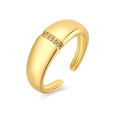 Luxenter Brilliant Metal and Zirconia Alloy Ring finished in 18k yellow gold - Dushli