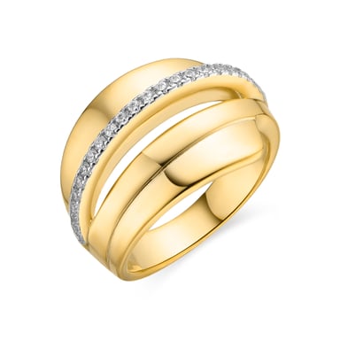 Luxenter 925 Sterling Silver Ring with Brilliant Zirconia, 18k gold finish - Makho