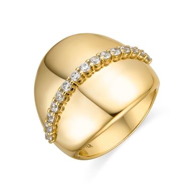 Luxenter 925 Sterling Silver and Brilliant Zirconia Ring with 18k Yellow Gold Finish - Idel