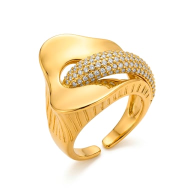 Luxenter 18k yellow gold-plated brilliant zirconia ring - Lefri