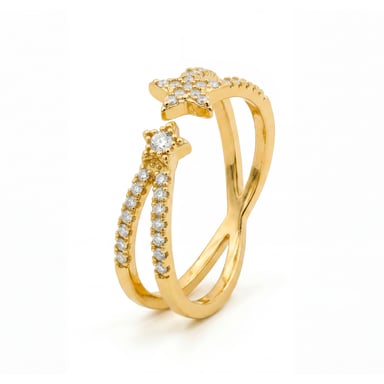 Luxenter Brilliant Metal and Zirconia Alloy Ring finished in 18k yellow gold - Helmsu