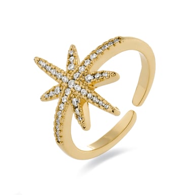 Luxenter ring with brilliant zirconia finished in 18K yellow gold - Oriok