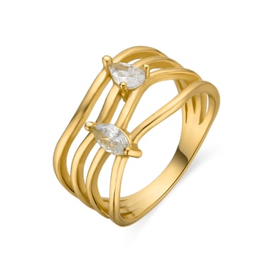 Luxenter 925 Sterling Silver and Brilliant Zirconia Ring with 18k Gold Finish - Tanduf