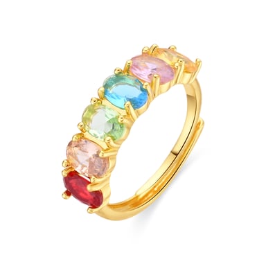 Luxenter Multicoloured Zirconia Ring with 18k Yellow Gold Finish - Draghi