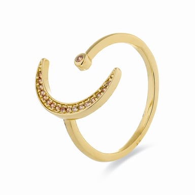 Luxenter Ring with brilliant-cut zirconia in 18K yellow gold finish - Sib