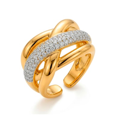 Luxenter Brilliant-cut zirconia ring with 18k yellow gold finish - Gola