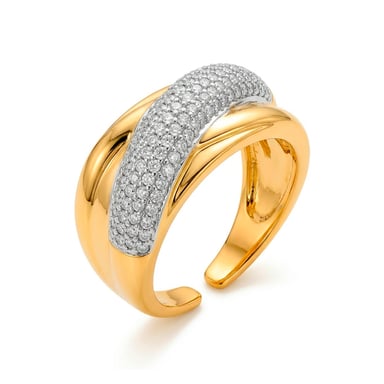Luxenter Brilliant-cut zirconia ring with an 18k yellow gold finish - Samoi