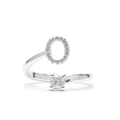 Luxenter Ring with brilliant zirconia, silver finish - Alphabet