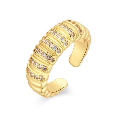 Luxenter Brilliant Metal and Zirconia Alloy Ring finished in 18k yellow gold - Bakla