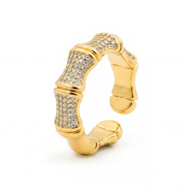 Luxenter Ring in Brilliant Metal and Zirconia Alloy finished in 18k yellow gold - Rechi