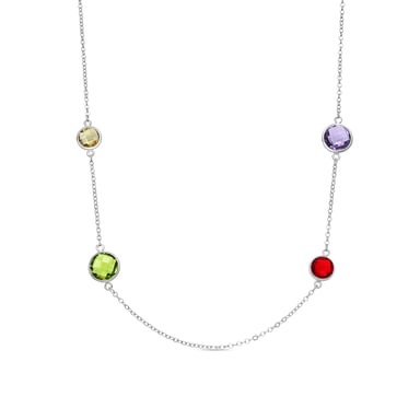Luxenter necklace in Multicolor Metal and Zirconia Alloy finished in rhodium - Dowka