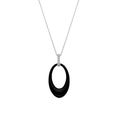 Luxenter 925 Sterling Silver and Black Lacquer Necklace with Rhodium Finish - Onves