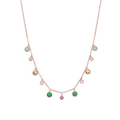 Luxenter Necklace in Metal Alloy and Multicolor Zirconia finished in 18k rose gold - Huis