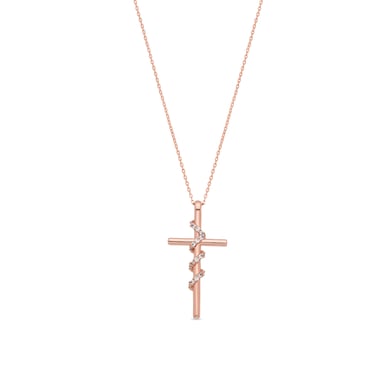 Luxenter Necklace in Brilliant Metal and Zirconia Alloy finished in 18k rose gold - Cruz
