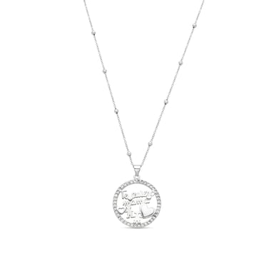 Luxenter 925 Sterling Silver Necklace with Brilliant-Cut Zirconia, Rhodium-Plated - Mama