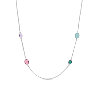 Luxenter Multicoloured Zirconia Necklace with Rhodium Finish - Nodiya