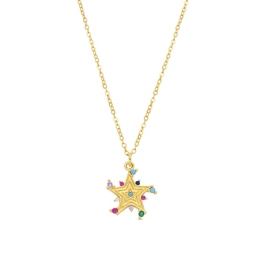Luxenter Necklace in Metal Alloy and Multicolor Zirconia finished in 18k yellow gold - Ryaiss