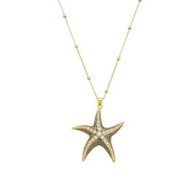 Luxenter 18k yellow gold-finished necklace with white pearl - Ruko