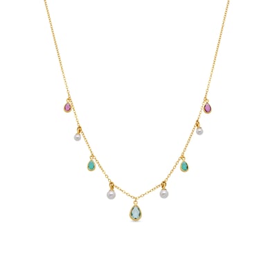 Luxenter Necklace in Metal Alloy and White Pearl finished in 18k rose gold - Cainhtsi
