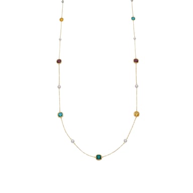 Luxenter Ketting van veelkleurig hydrothermaal kwarts met rhodiumafwerking - Sham