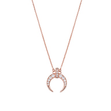 Luxenter Necklace in Alloy Metal and Brilliant Zirconia finished in 18k rose gold - Cali