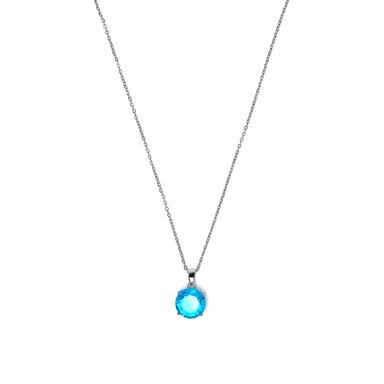 Luxenter Necklace with Blue Topaz Zirconia, silver finish - Amkru