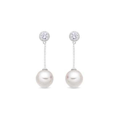 Luxenter White Pearl Earrings with Silver Finish - Calgio