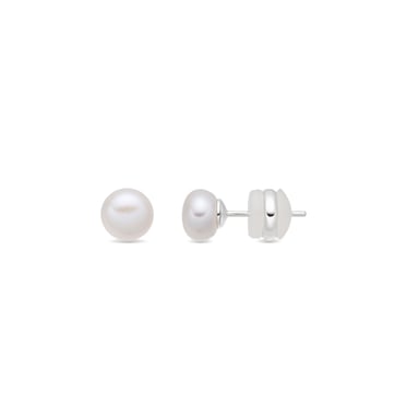 Luxenter White Pearl Earrings with Silver Finish - Yairak