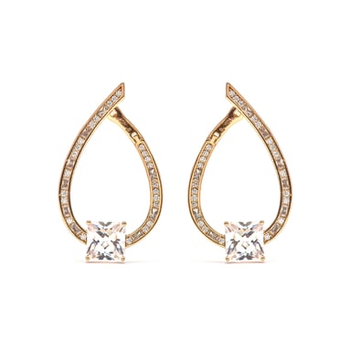 Luxenter Brilliant-cut cubic zirconia earrings with an 18k yellow gold finish - Shuasin