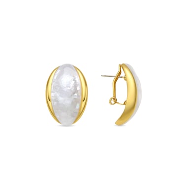 Luxenter 18k yellow gold finish and white mother-of-pearl earrings - Lingo