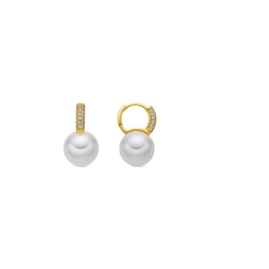 Luxenter 18k yellow gold finish and white pearl earrings - Maeki