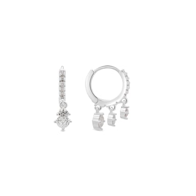Luxenter Sparkling Zirconia Earrings with Silver Finish - Russa