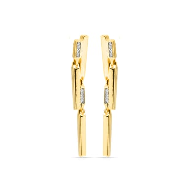 Luxenter 925 Sterling Silver and Brilliant-Cut Zirconia Earrings with 18k Yellow Gold Finish - Onca