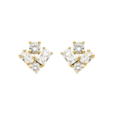 Luxenter 925 sterling silver earrings with brilliant-cut cubic zirconia, finished in 18K yellow gold - Gromzia