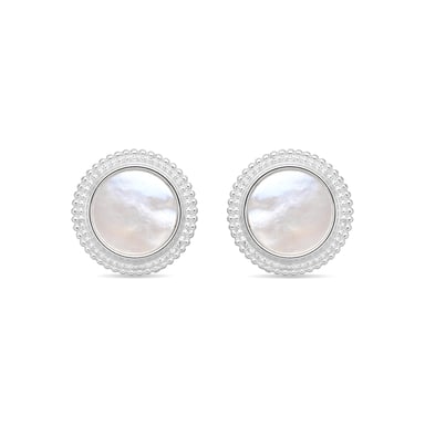 Luxenter White Mother-of-Pearl Earrings with Silver Finish - Utia
