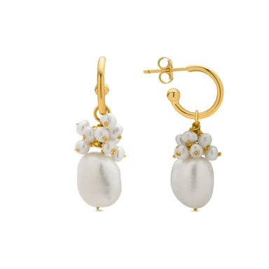 Luxenter 925 Sterling Silver and White Pearl Earrings with 18k yellow gold finish - Zoqoyi