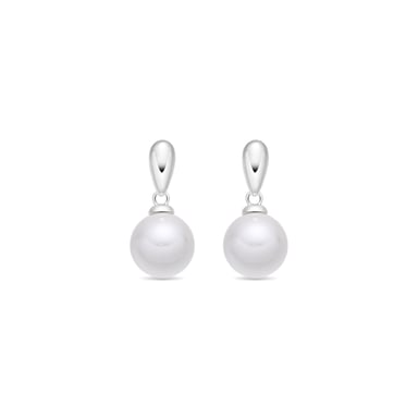 Luxenter White Pearl Earrings with Silver Finish - Mobe