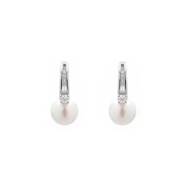 Luxenter White Mother-of-Pearl Earrings with Silver Finish - Tyasmi
