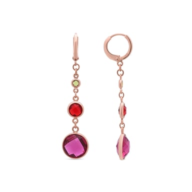 Luxenter Earrings in Metal Alloy and Multicolor Zirconia finished in 18k rose gold - Huis