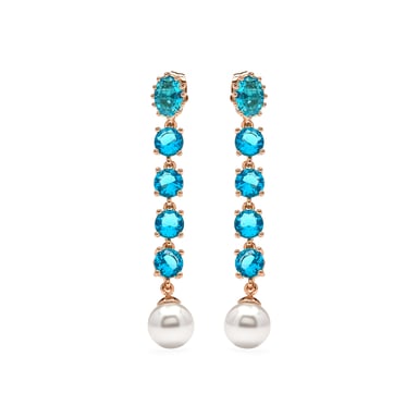 Luxenter White Pearl Earrings with 18k yellow gold finish - Mawey